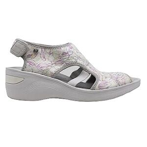 BZees Women's Dream Wedge Sandal gray white comfy shoes women’s size 10M